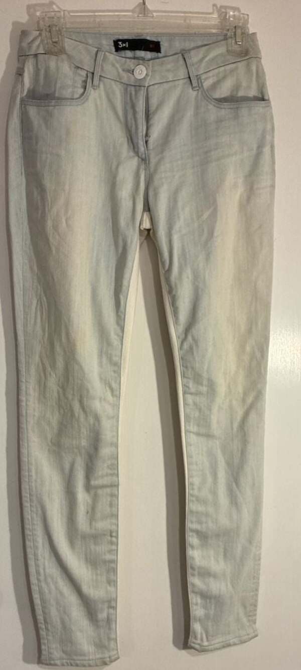 3x1 W2 Channel Seam Skinny Jeans Light Wash Blue White Size 26